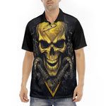 Men's Polo Shirt Golden Skull with Snake