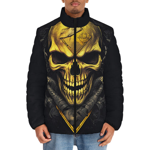 Down-Padded Puffer Jacket Golden Skull with Snake