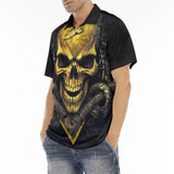 Men's Polo Shirt Golden Skull with Snake