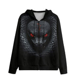 Men's Zip Up Hoodie Snake with Red Eyes