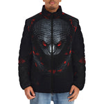 Down-Padded Puffer Jacket Black and Red Snake