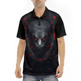 Men's Polo Shirt Black and Red Snake