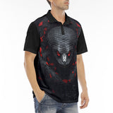 Men's Polo Shirt Black and Red Snake