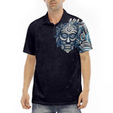 Men's Polo Shirt Tribal Aztec Mask Artwork