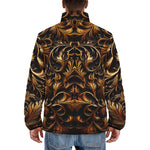Down-Padded Puffer Jacket Bronze Ornate Pattern