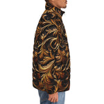 Down-Padded Puffer Jacket Bronze Ornate Pattern