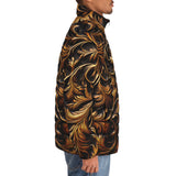 Down-Padded Puffer Jacket Bronze Ornate Pattern