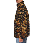 Down-Padded Puffer Jacket Bronze Ornate Pattern