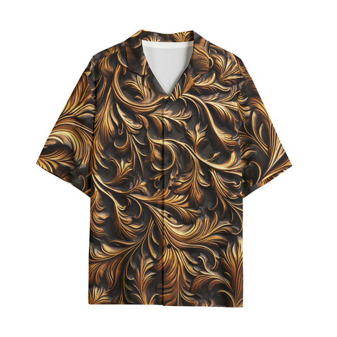 Hawaiian Shirt Bronze Ornate Pattern