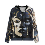 Men's Zip Up Hoodie Traditional African Woman Art