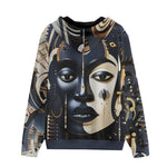 Men's Zip Up Hoodie Traditional African Woman Art