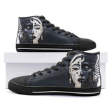 High-Top Canvas Shoes Dual Colors Woman Face Artwork