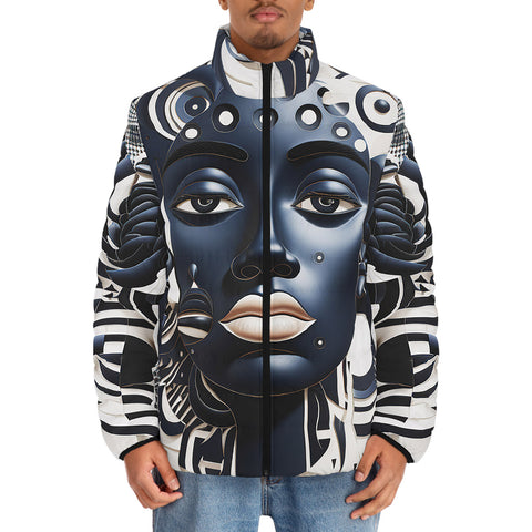 Down-Padded Puffer Jacket Traditional African Artwork