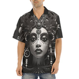 Hawaiian Shirt Black and White Face Art