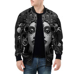 Bomber Jacket Black and White Face Art