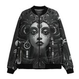 Bomber Jacket Black and White Face Art