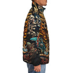 Down-Padded Puffer Jacket Ancient Aztec God Mask