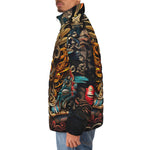 Down-Padded Puffer Jacket Ancient Aztec God Mask
