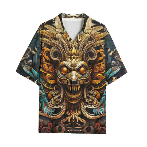 Hawaiian Shirt Ancient Aztec God Mask