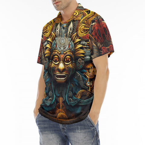 Men's Polo Shirt Ancient Aztec Mask