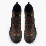 Casual Leather Chunky Boots Ancient Aztec Mask