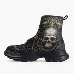 Casual Leather Chunky Boots Gothic Skull Medieval Fantasy