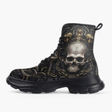 Casual Leather Chunky Boots Gothic Skull Medieval Fantasy