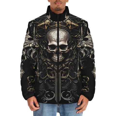Down-Padded Puffer Jacket Gothic Skull Medieval Fantasy