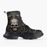 Casual Leather Chunky Boots Gothic Skull Medieval Fantasy