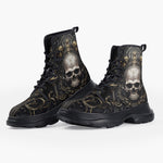 Casual Leather Chunky Boots Gothic Skull Medieval Fantasy