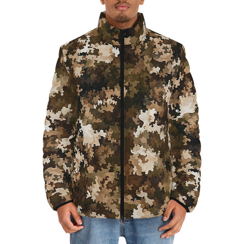 Down-Padded Puffer Jacket Brown Camouflage