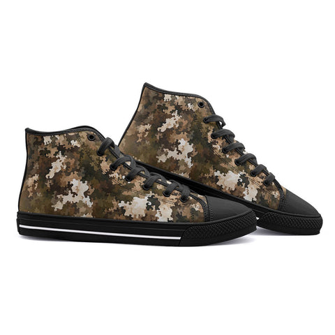 High-Top Canvas Shoes Brown Camouflage