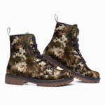 Leather Boots Brown Camouflage