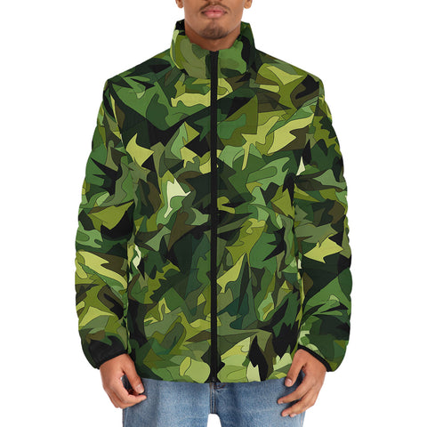 Down-Padded Puffer Jacket Green Camouflage