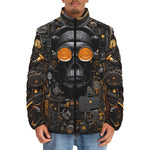 Down-Padded Puffer Jacket Industrial Style Robot Skull