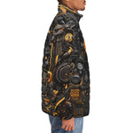 Down-Padded Puffer Jacket Industrial Style Robot Skull