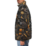 Down-Padded Puffer Jacket Industrial Style Robot Skull