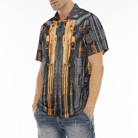 Men's Polo Shirt Retro-Futuristic Guns and Ammo