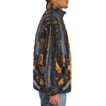 Down-Padded Puffer Jacket Retro-Futuristic Guns and Ammo
