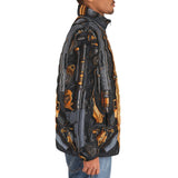 Down-Padded Puffer Jacket Retro-Futuristic Guns and Ammo