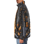 Down-Padded Puffer Jacket Retro-Futuristic Guns and Ammo