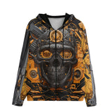 Men's Zip Up Hoodie Robot Skull Guns and Ammo