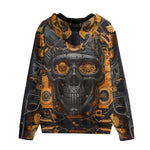 Men's Zip Up Hoodie Robot Skull Guns and Ammo