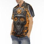 Men's Polo Shirt Robot Skull Guns and Ammo