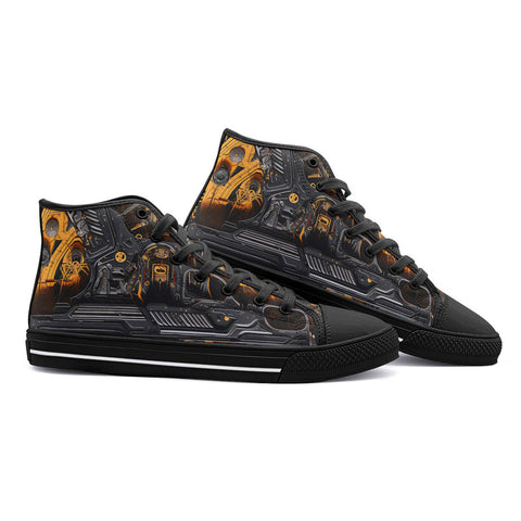 High-Top Canvas Shoes Robot Skull Guns and Ammo