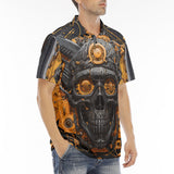 Men's Polo Shirt Robot Skull Guns and Ammo