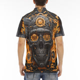 Men's Polo Shirt Robot Skull Guns and Ammo