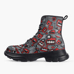 Casual Leather Chunky Boots Pop-Art Style