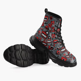 Casual Leather Chunky Boots Pop-Art Style