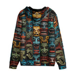 Men's Zip Up Hoodie Aztec Art Masks